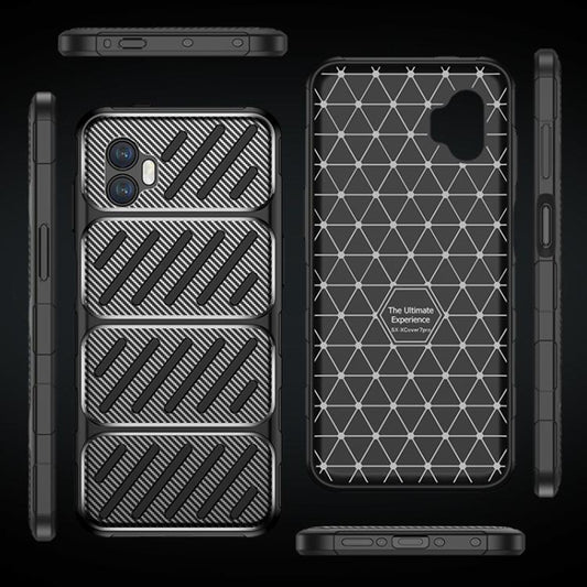Custodia per Samsung Galaxy XCover7 Pro, Techsuit, CarbonFiber, Nera