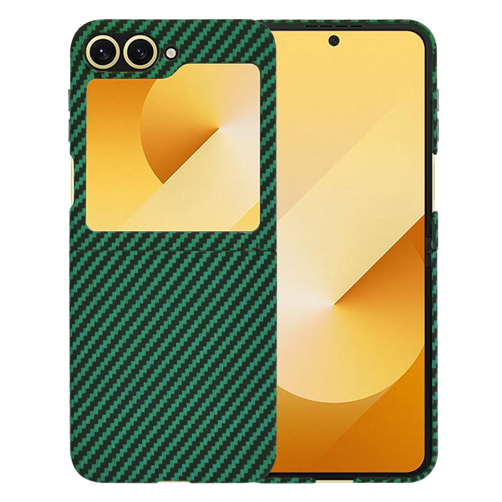 Custodia per Samsung Galaxy Z Flip7 FE F761 / Z Flip6 F741, Techsuit, Carbonite FiberShell, Verde