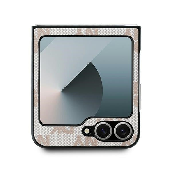 Custodia per Samsung Galaxy Z Flip7 FE F761 / Z Flip6 F741, DKNY, Motivo a Strisce Stampate a Scacchi, Rosa