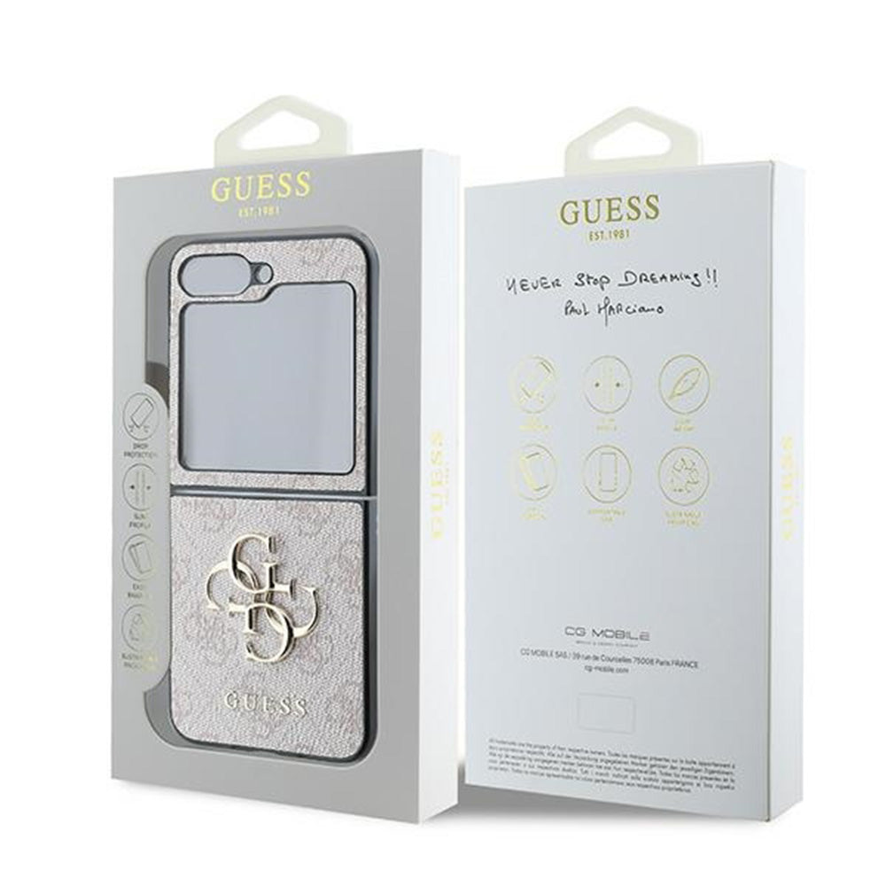 Custodia per Samsung Galaxy Z Flip7 FE F761 / Z Flip6 F741, Guess, 4G Metal Logo, Rosa