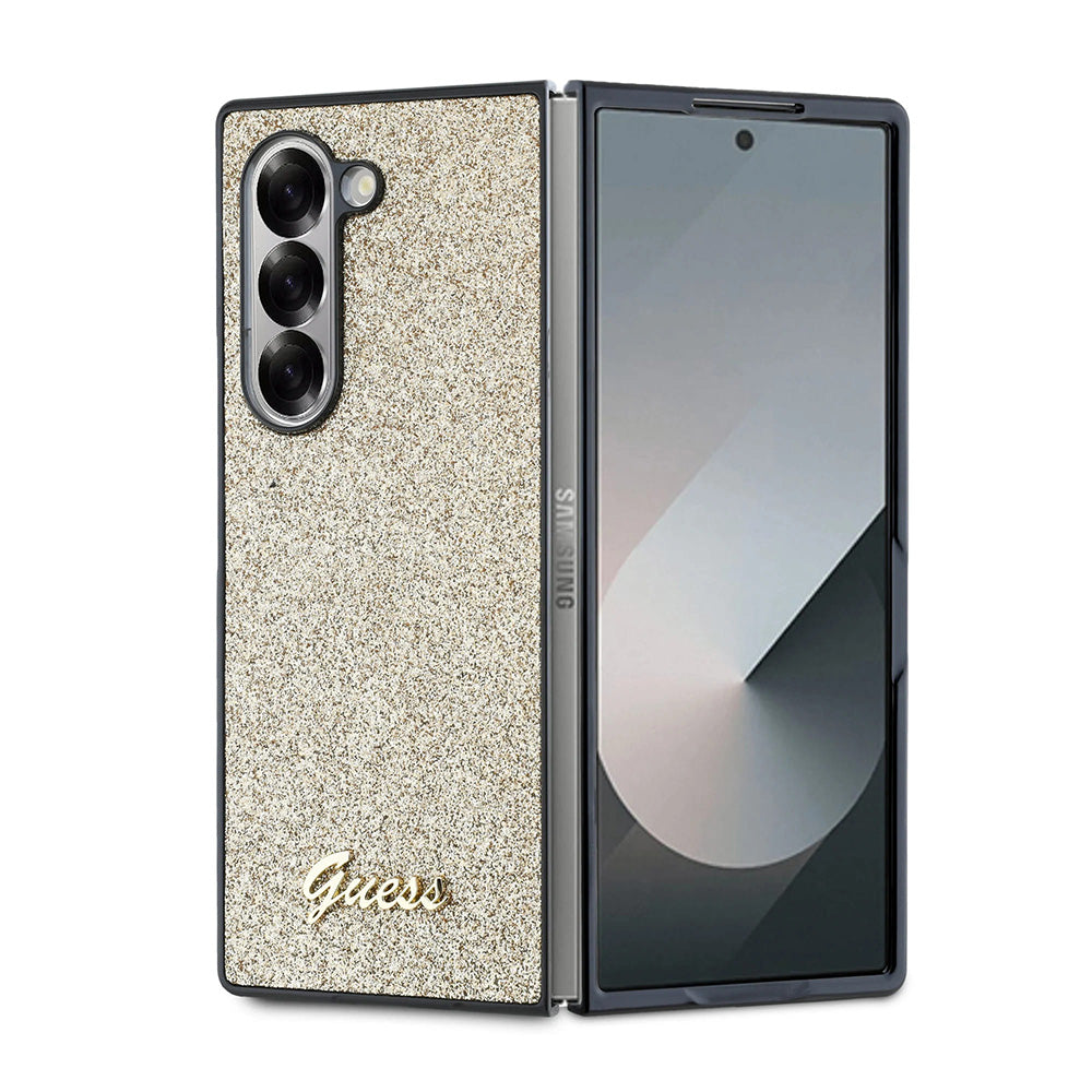 Custodia per Samsung Galaxy Z Fold6 F956, Guess, Glitter Script, Dorata
