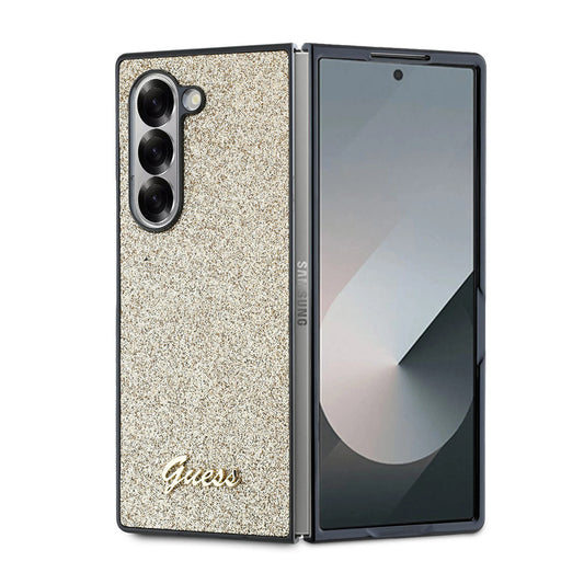 Custodia per Samsung Galaxy Z Fold6 F956, Guess, Glitter Script, Dorata