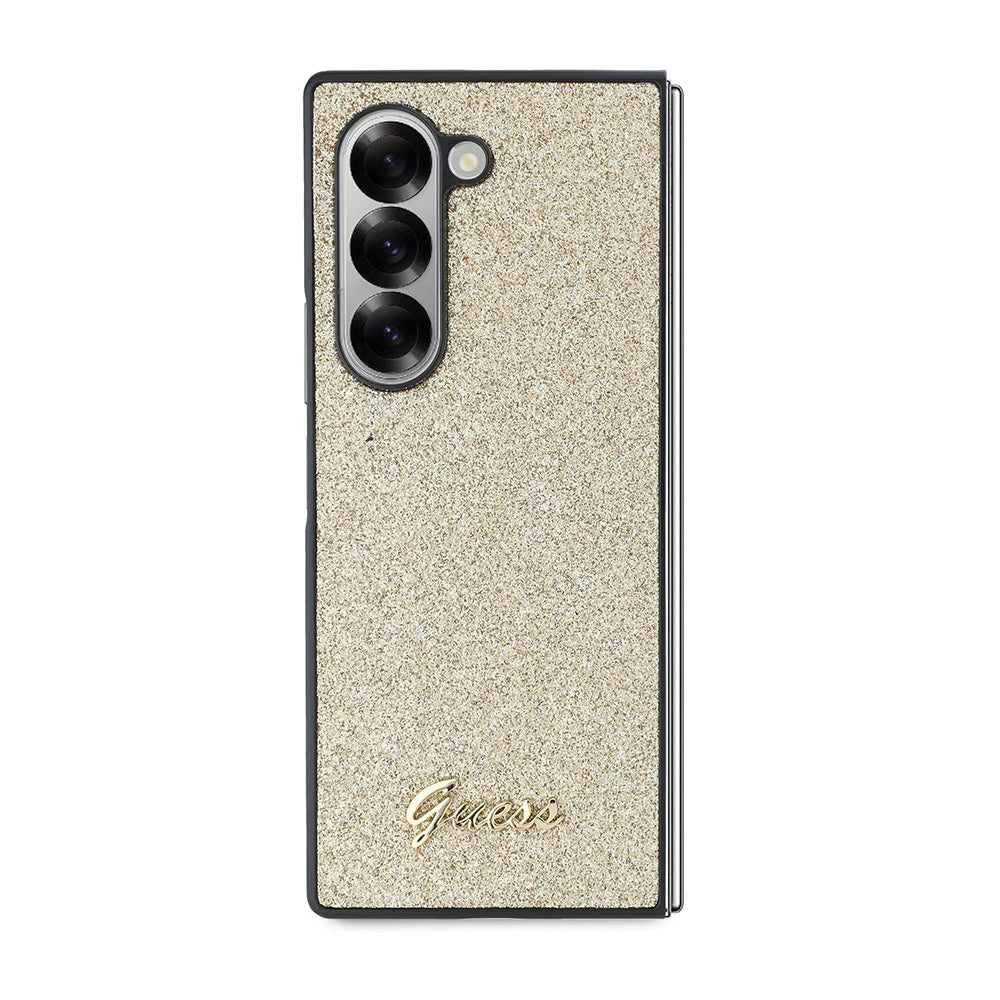 Custodia per Samsung Galaxy Z Fold6 F956, Guess, Glitter Script, Dorata