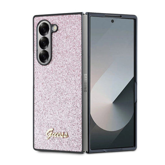 Custodia per Samsung Galaxy Z Fold6 F956, Guess, Glitter Script, Rosa