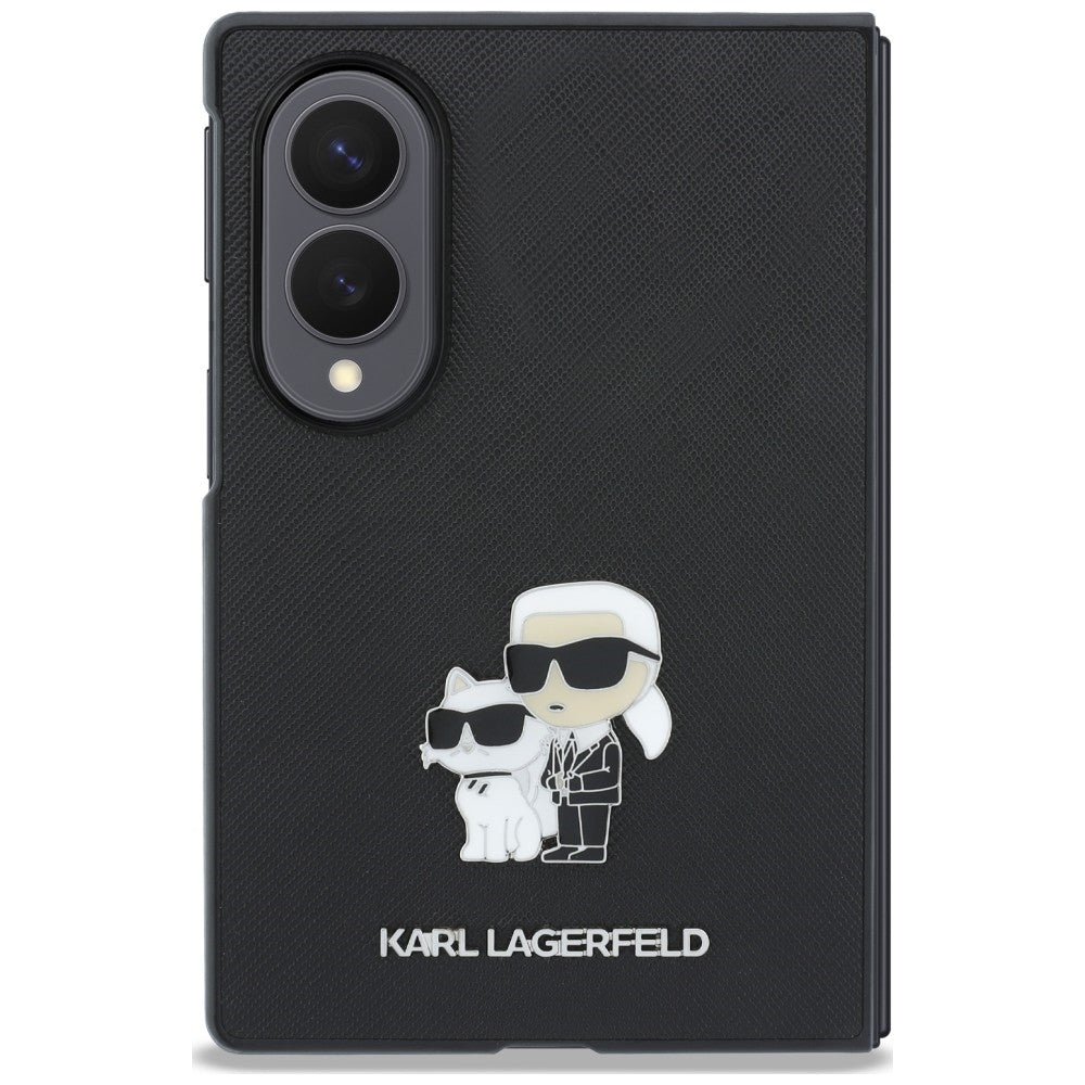 Custodia per Samsung Galaxy Z Fold8 F971, Karl Lagerfeld, Saffiano Karl & Choupette Spilla Metallica, Nera