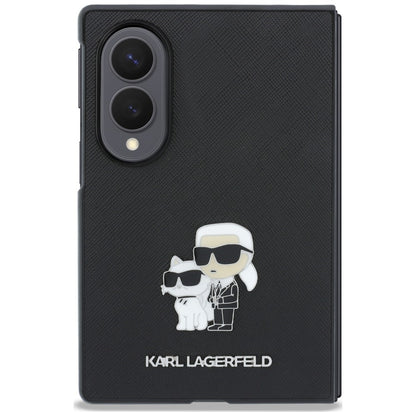 Custodia per Samsung Galaxy Z Fold8 F971, Karl Lagerfeld, Saffiano Karl & Choupette Spilla Metallica, Nera