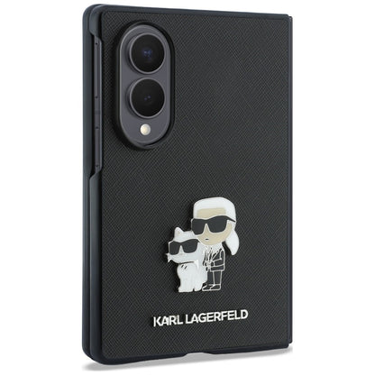 Custodia per Samsung Galaxy Z Fold8 F971, Karl Lagerfeld, Saffiano Karl & Choupette Spilla Metallica, Nera