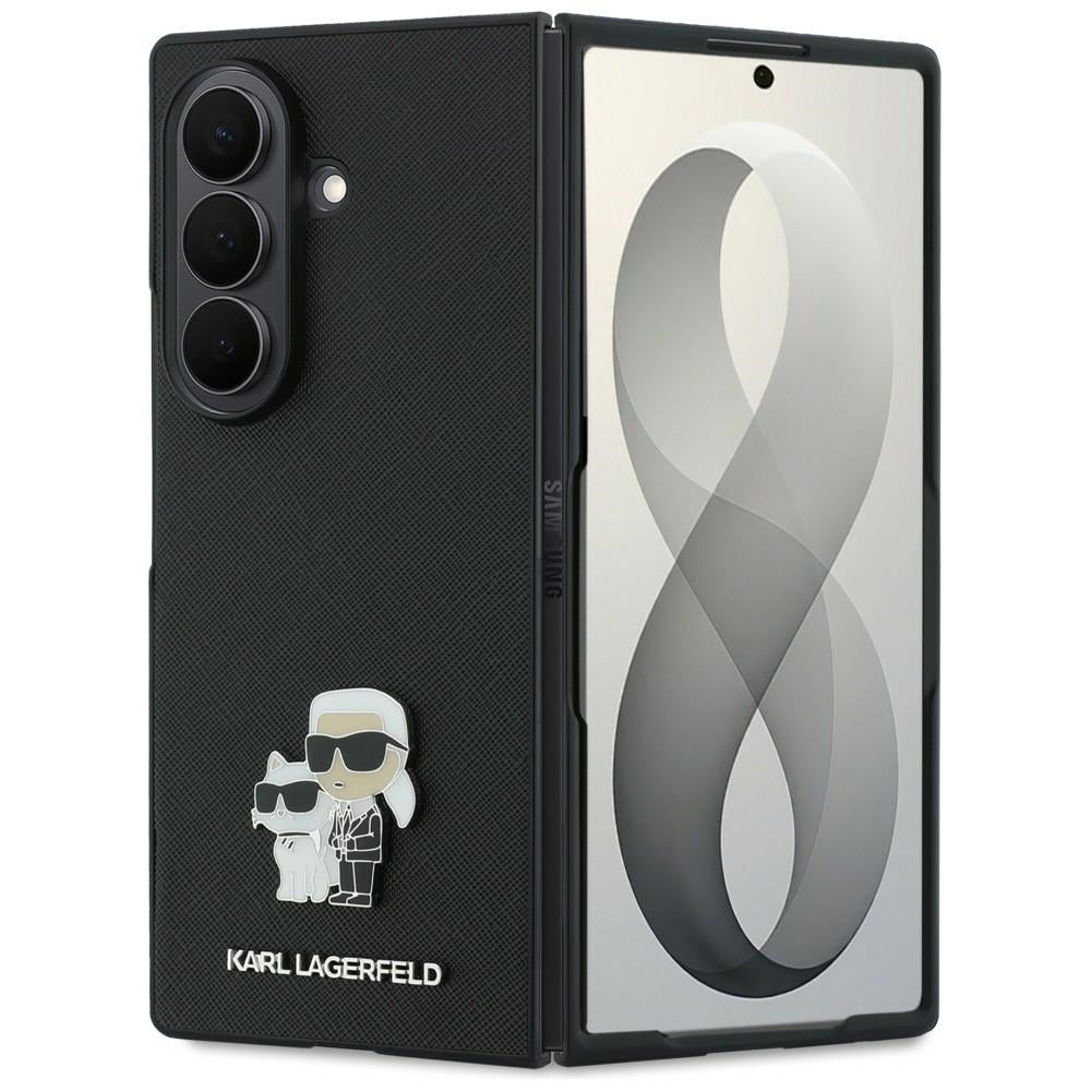 Custodia per Samsung Galaxy Z Fold8 Ultra F976, Karl Lagerfeld, Saffiano Karl & Choupette Metal Pin, Nera