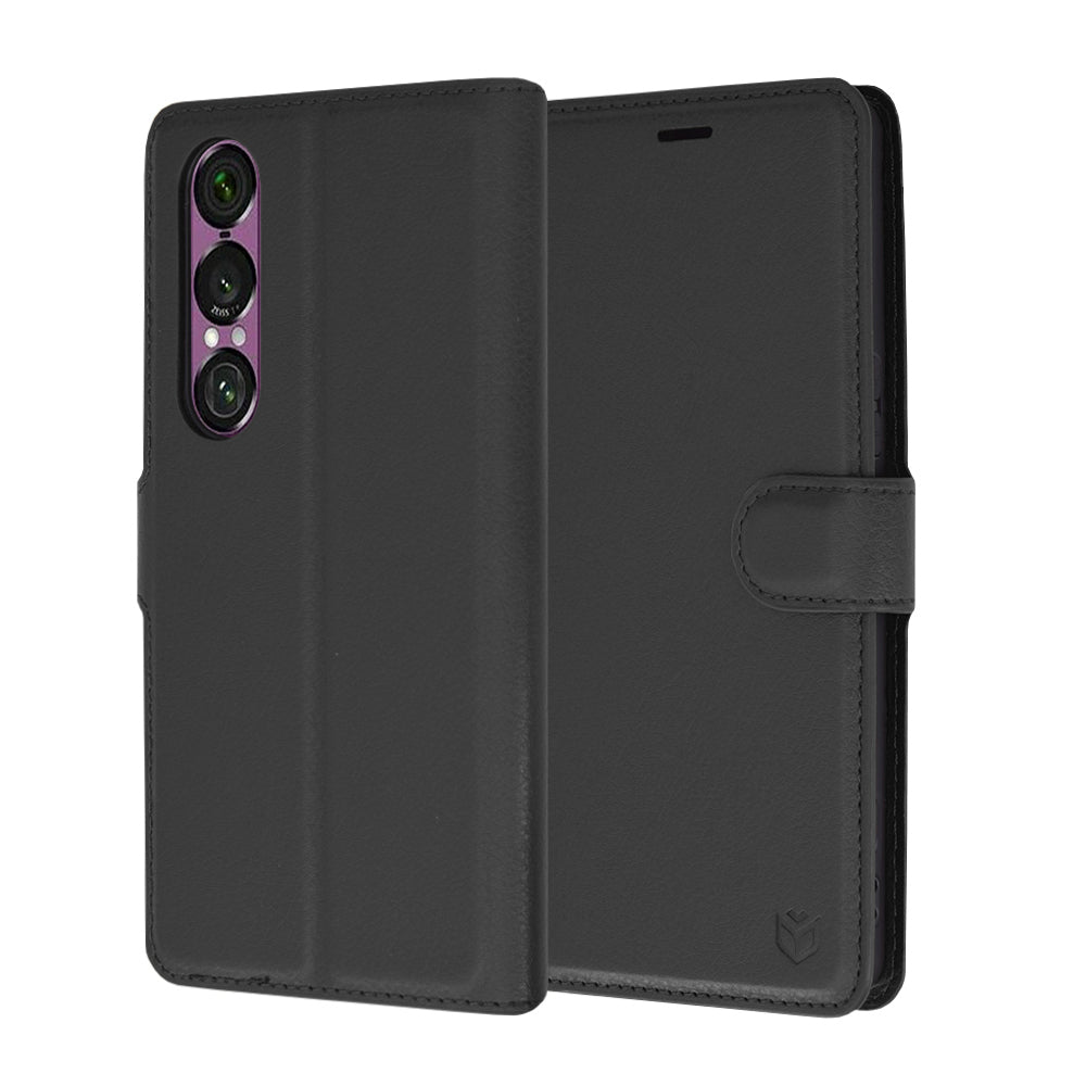 Custodia per Sony Xperia 1 VI, Techsuit, Leather Folio, Nera