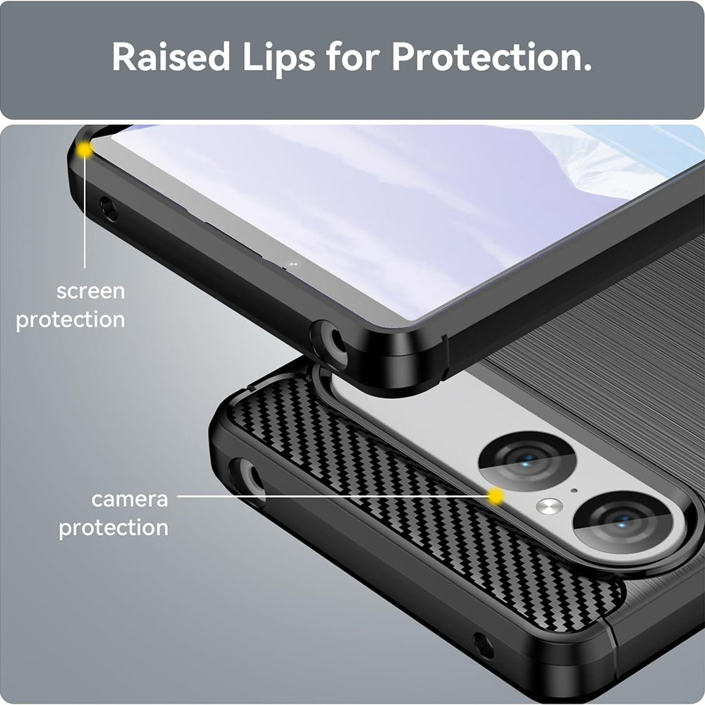 Custodia per Sony Xperia 10 VIII, Techsuit, Carbonio, Nera