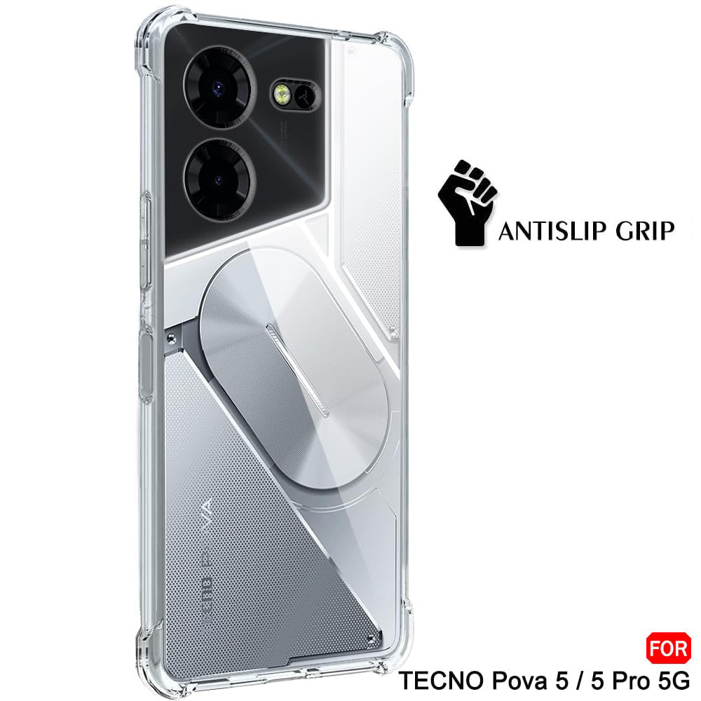 Custodia per Tecno Pova 5 Pro, Techsuit, Shockproof Clear, Trasparente