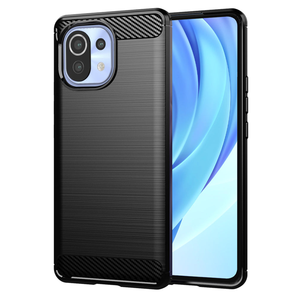 Custodia per Xiaomi 11 Lite 5G NE / Mi 11 Lite 5G / 11 Lite, Techsuit, Carbonio, Nera