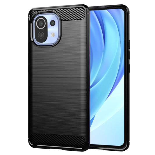 Custodia per Xiaomi 11 Lite 5G NE / Mi 11 Lite 5G / 11 Lite, Techsuit, Carbonio, Nera