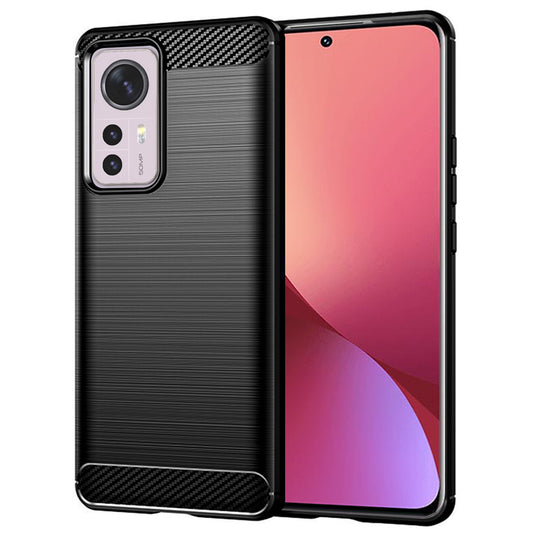 Custodia per Xiaomi 12X / 12, Techsuit, Carbonio, Nera
