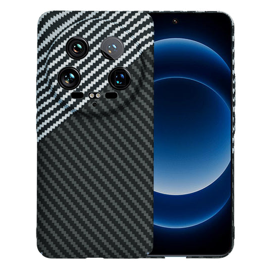 Custodia per Xiaomi 14 Ultra, Techsuit, Carbonite FiberShell, Nero Grigio