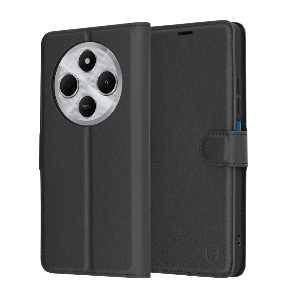Custodia per Xiaomi Poco C75 / Redmi 14C, Techsuit, Leather Folio, Nera
