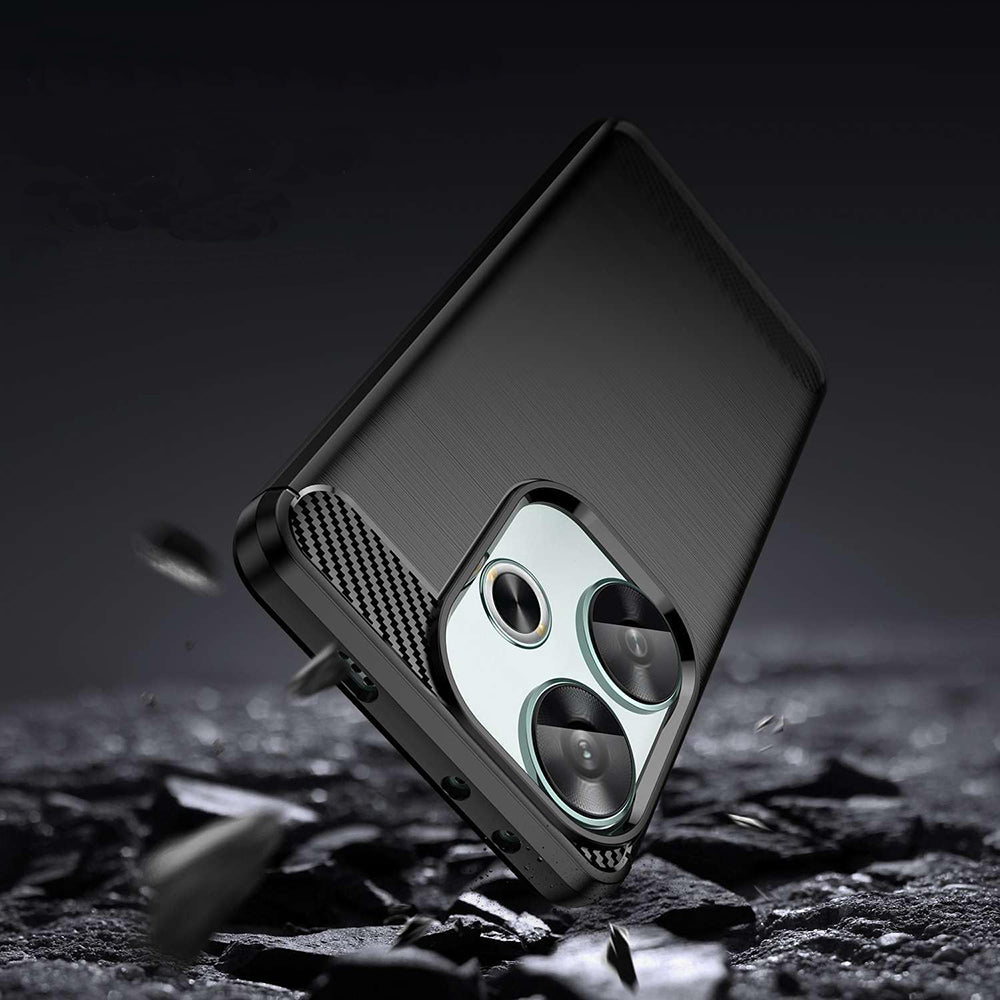 Custodia per Xiaomi Poco F6, Techsuit, Carbonio, Nera