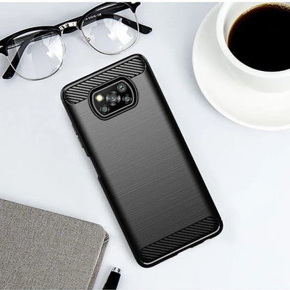 Custodia per Xiaomi Poco X3 Pro / X3 NFC / X3, Techsuit, Carbonio, Nera