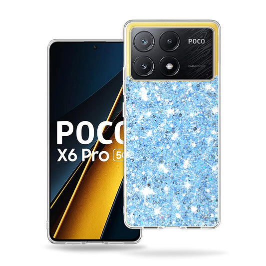 Custodia per Xiaomi Poco X6 Pro, Techsuit, Sparkly Glitter, Blu