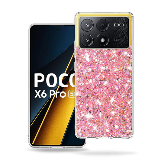 Custodia per Xiaomi Poco X6 Pro, Techsuit, Sparkly Glitter, Rosa