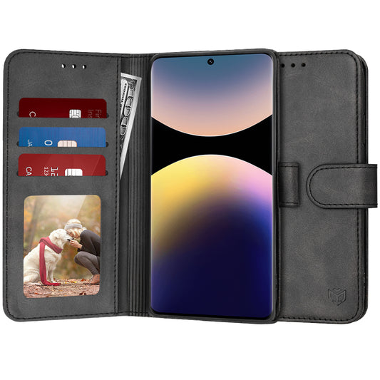 Custodia per Xiaomi Poco X7 / Note 14 Pro 5G, Techsuit, Diary Book, Nera