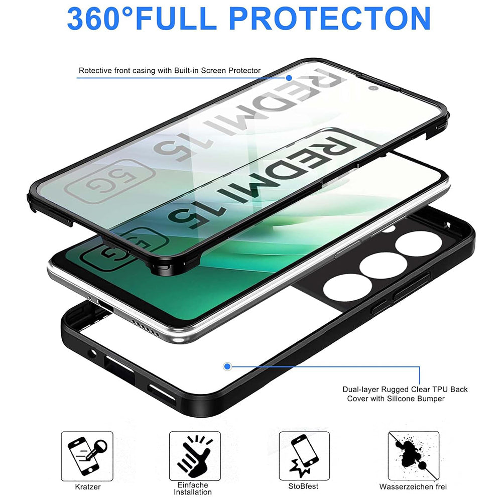 Custodia per Xiaomi Redmi 15 5G / 15 4G, Techsuit, ColorVerse 360, Nera