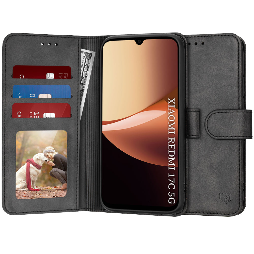 Custodia per Xiaomi Redmi 17C 5G, Techsuit, Diary Book, Nera