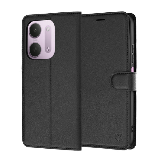 Custodia per Xiaomi Redmi 17C 5G, Techsuit, Leather Folio, Nera