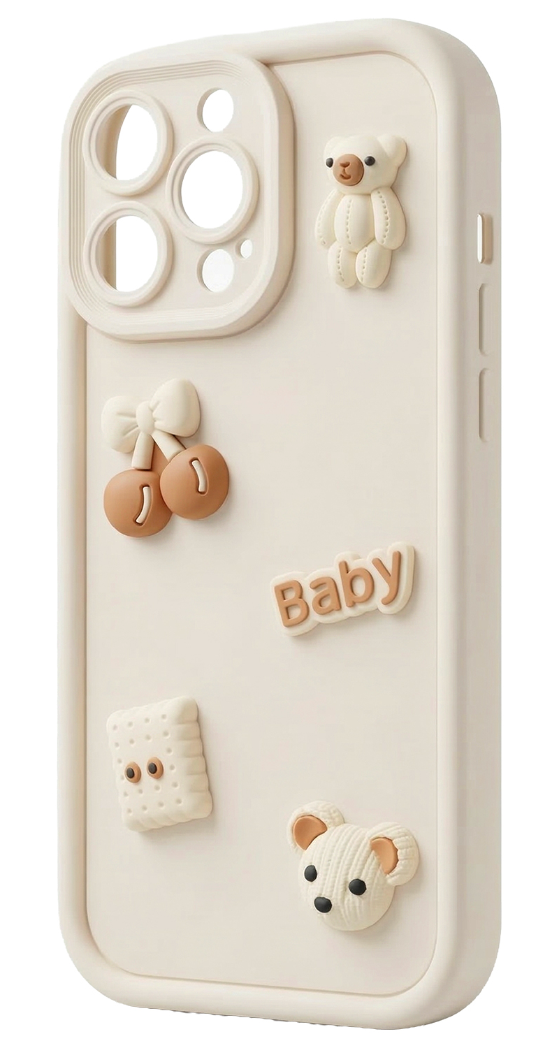 Custodia per Xiaomi Redmi Note 15 Pro 5G, OEM, Ultra Trendy 3D Bear, Beige