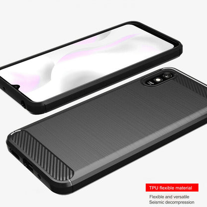 Custodia per Xiaomi Redmi 9AT / 9A, Techsuit, Carbonio, Nera