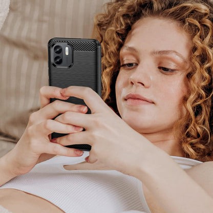 Custodia per Xiaomi Redmi A2 / A1, Techsuit, Carbonio, Nera