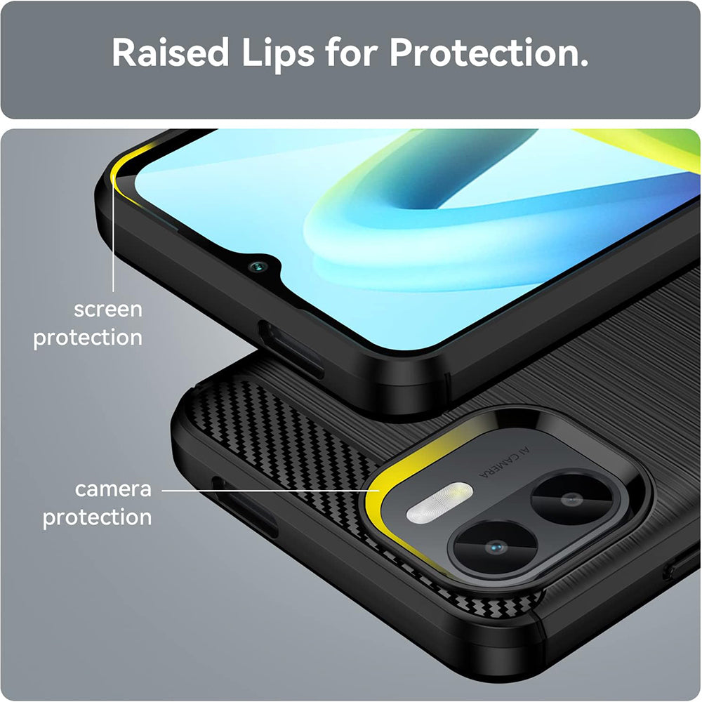 Custodia per Xiaomi Redmi A2+ / A1+, Techsuit, Carbonio, Nera