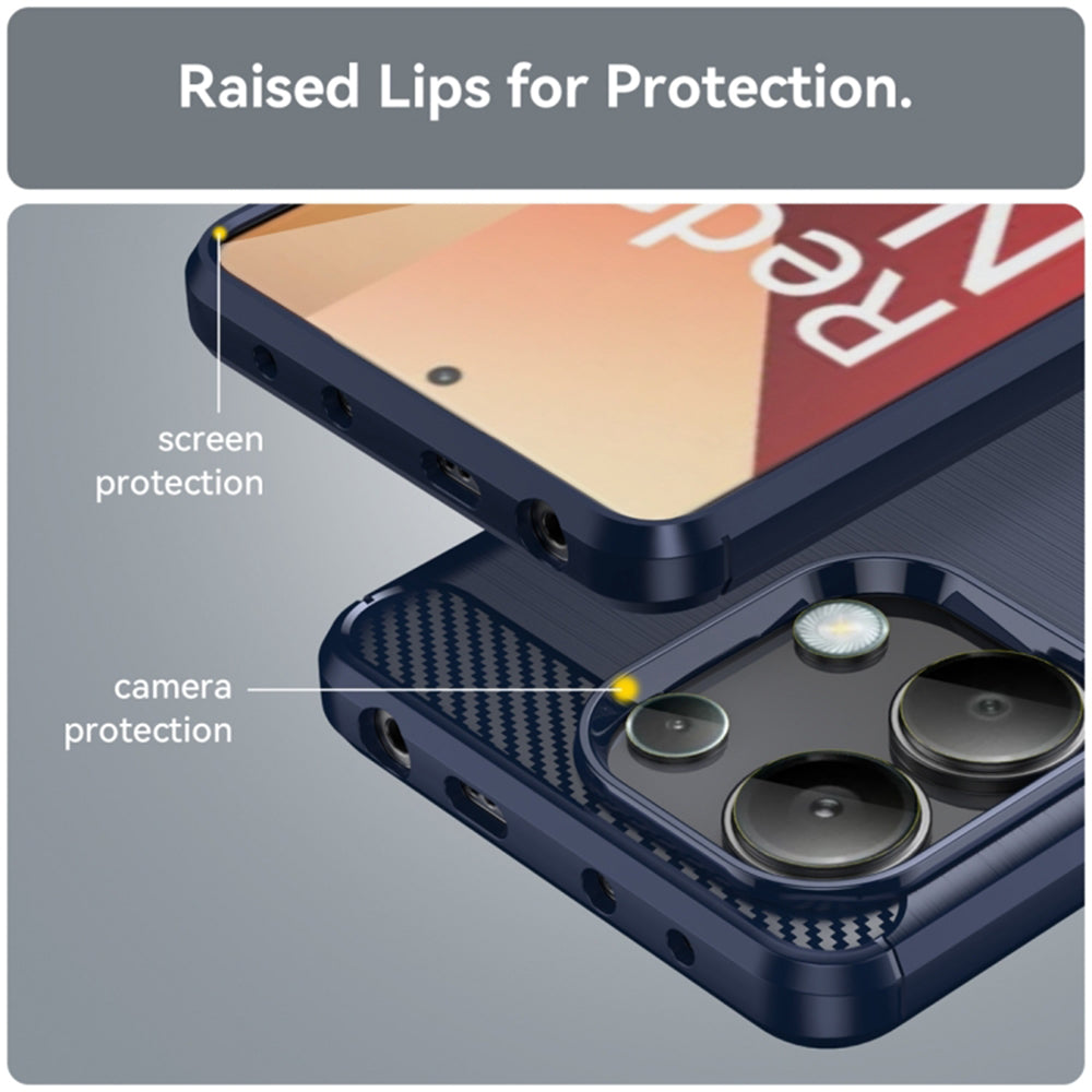 Custodia per Xiaomi Redmi Note 13 4G, Techsuit, Carbonio, Blu