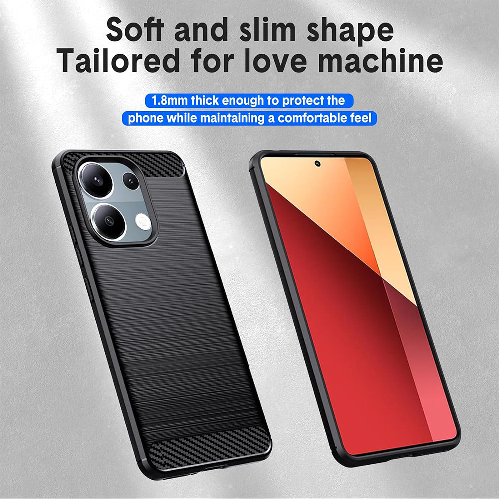 Custodia per Xiaomi Redmi Note 13 Pro 4G / Poco M6 Pro 4G, Techsuit, Carbonio, Nera