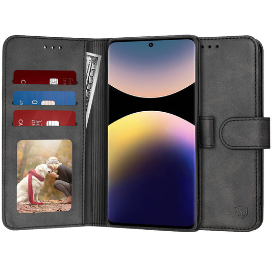 Custodia per Xiaomi Redmi Note 14 Pro 4G, Techsuit, Diary Book, Nera