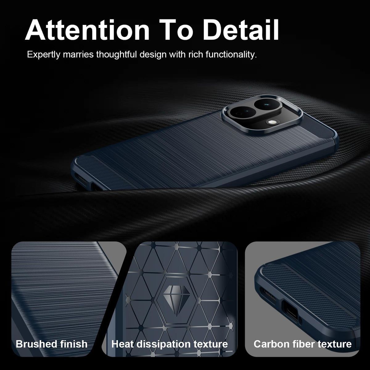 Custodia per Xiaomi Redmi Note 17 Pro, Techsuit, Carbon, Blu