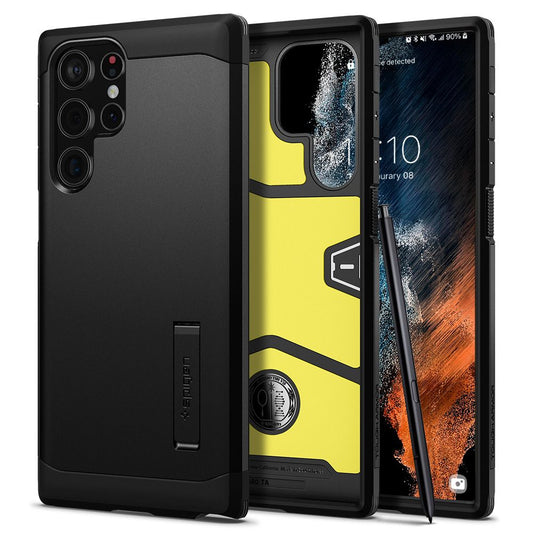 Custodia per Samsung Galaxy S22 Ultra 5G S908, Spigen, Tough Armor, Nera ACS03923