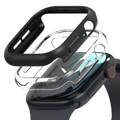 Custodia Ringke Slim per Apple Watch Series 10 / 11 42mm, Set da 2 pezzi, Nero Opaco / Trasparente