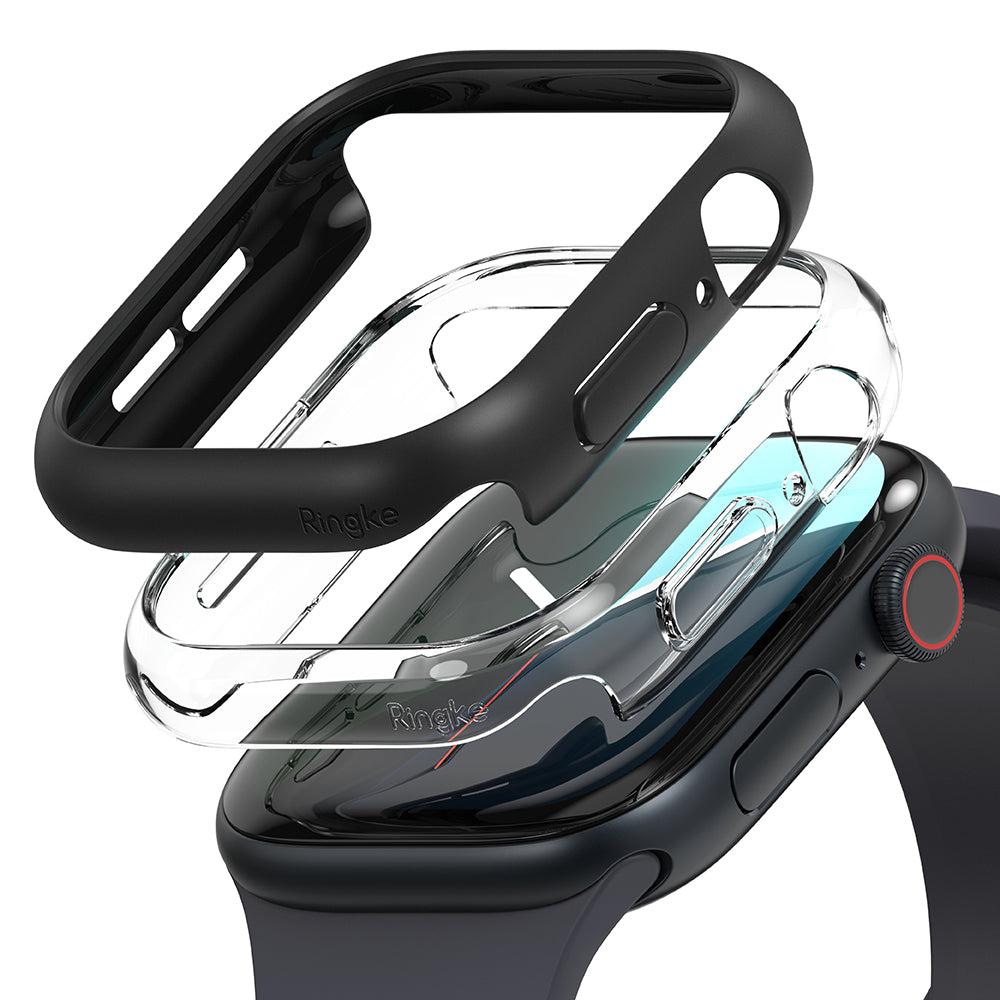 Custodia Ringke Slim per Apple Watch Series 10 / 11 46mm, Set 2 pezzi, Nero Opaco / Trasparente