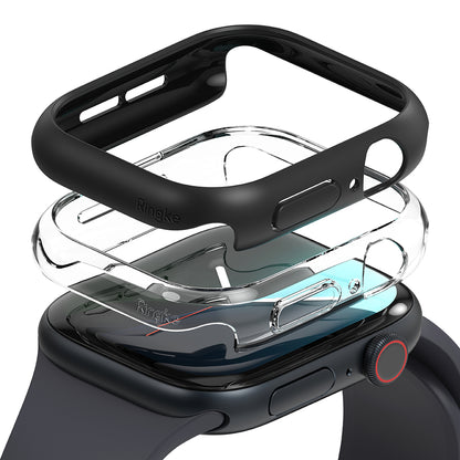 Custodia Ringke Slim per Apple Watch Series 10 / 11 46mm, Set 2 pezzi, Nero Opaco / Trasparente