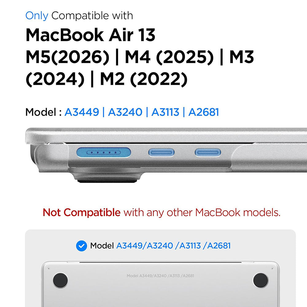 Custodia Spigen Airskin per Apple MacBook Air 13 pollici (2026) / (2025) / (2024) / (2022), Trasparente Satinata ACS11530