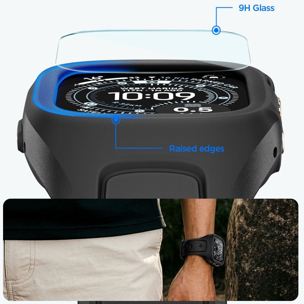 Custodia Spigen Liquid Air Pro con protezione per schermo per Apple Watch Ultra Series, Nero Opaco ACS11416
