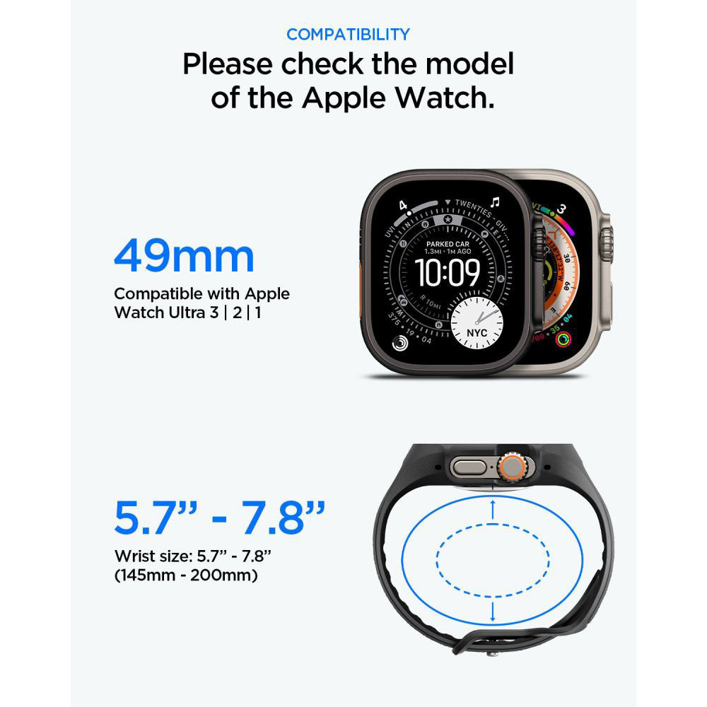 Custodia Spigen Liquid Air Pro con protezione per schermo per Apple Watch Ultra Series, Nero Opaco ACS11416