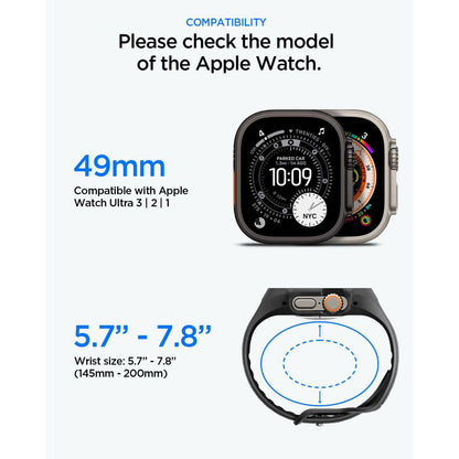 Custodia Spigen Liquid Air Pro con protezione per schermo per Apple Watch Ultra Series, Nero Opaco ACS11416
