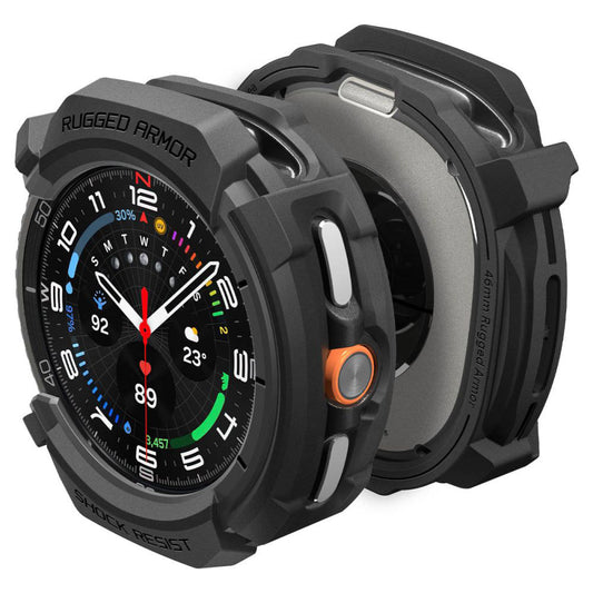 Custodia Spigen Rugged Armor per Samsung Galaxy Watch8 Classic, Opaca Nera ACS10012