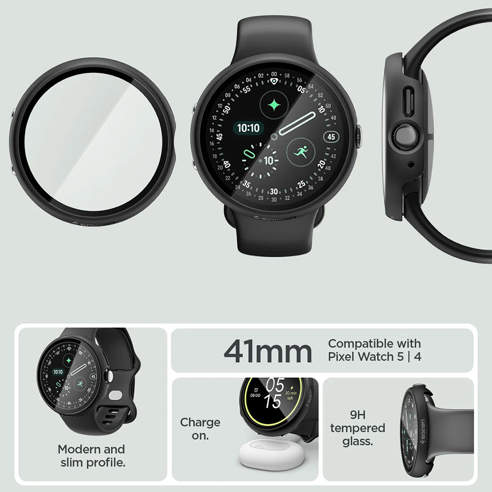 Spigen Thin Fit 360 Case for Google Pixel Watch 41mm Series, Black ACS11750