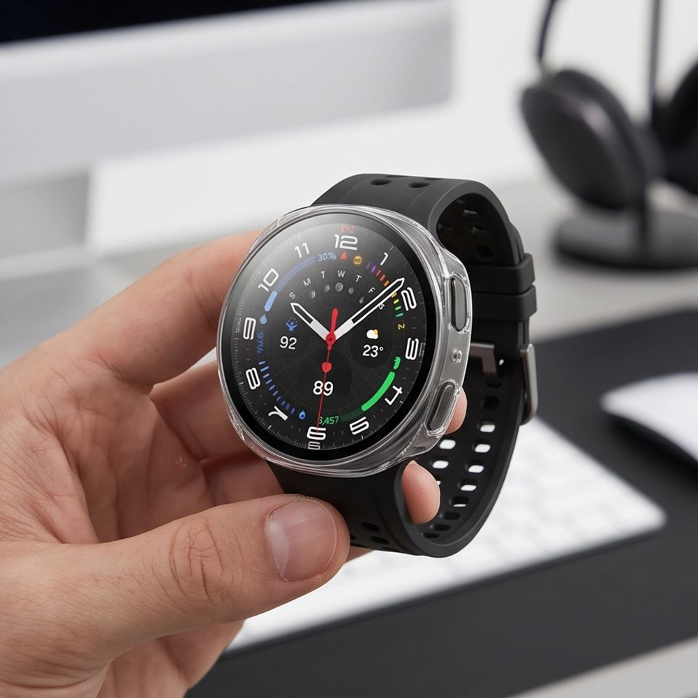 Custodia Tech-Protect Defense per Samsung Galaxy Watch9 / Watch8 40mm, Set 2 pezzi, Nera / Trasparente
