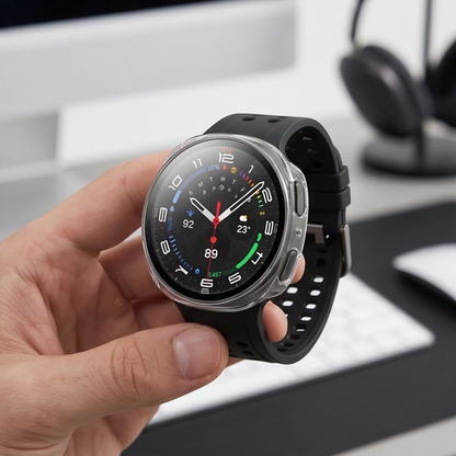 Custodia Tech-Protect Defense per Samsung Galaxy Watch9 / Watch8 40mm, Set 2 pezzi, Nera / Trasparente