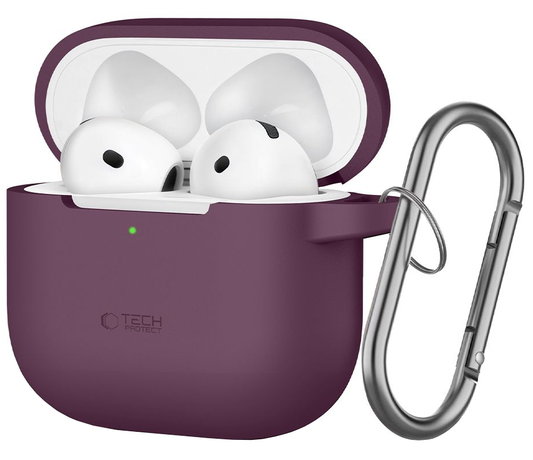 Custodia Tech-Protect Silicone Hook per Apple AirPods 4 / AirPods 5, color bordeaux.
