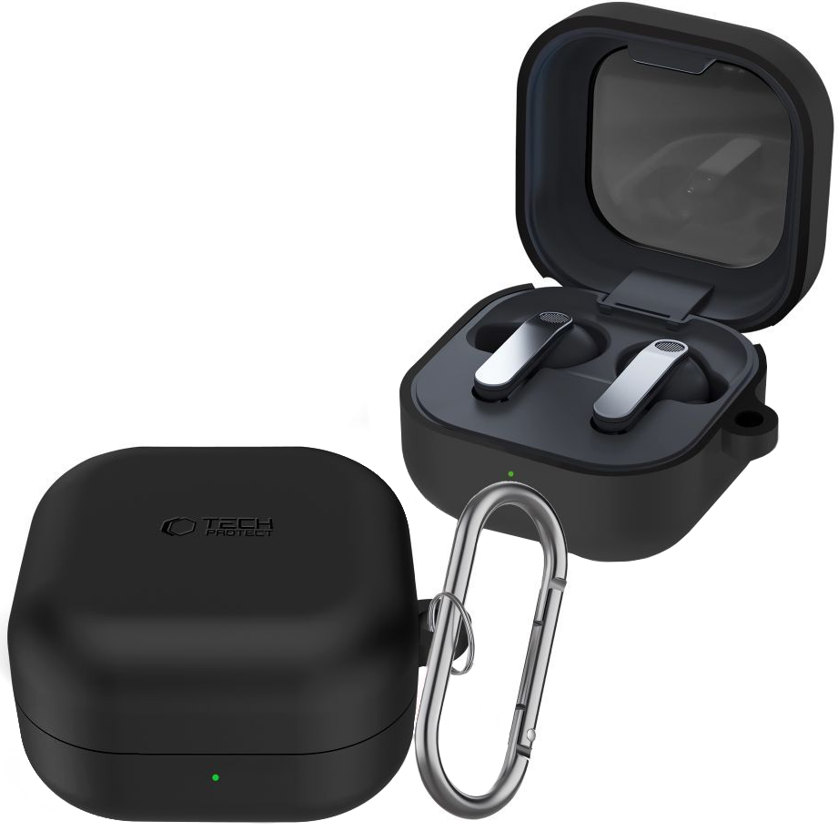 Tech-Protect Silicone Hook Case for Samsung Galaxy Buds4 / Buds4 Pro, Black